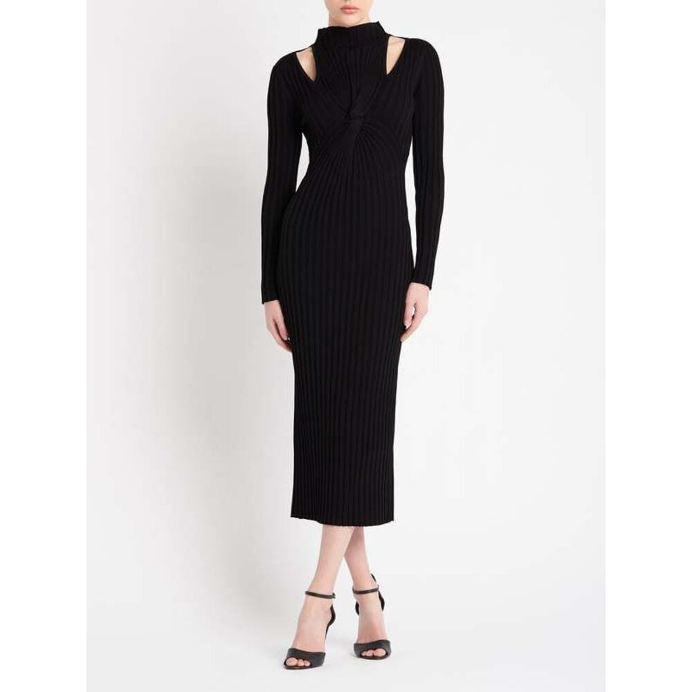 ACLER Collins Ribbed Cutout Dress in Black Size 8